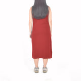 Sleeveless Long Polo Dress - Red Maroon