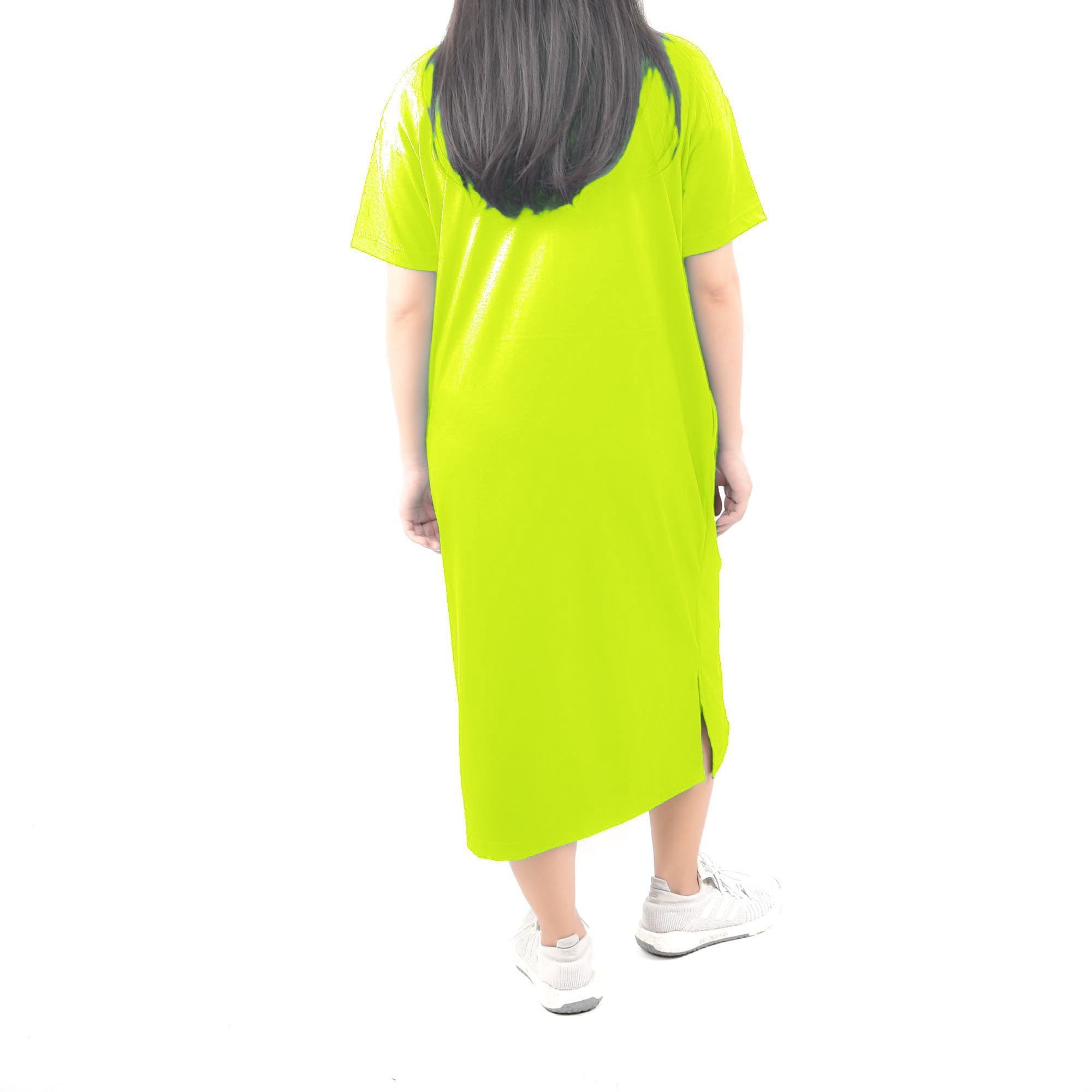 Long Tshirt Dress - Neon Safety Green Origin Garments Long Tshirt Dress - Neon Safety Green Origin Garments