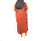 Long Tshirt Dress - Rust Copper Orange