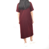 Long Tshirt Dress - Dark Maroon