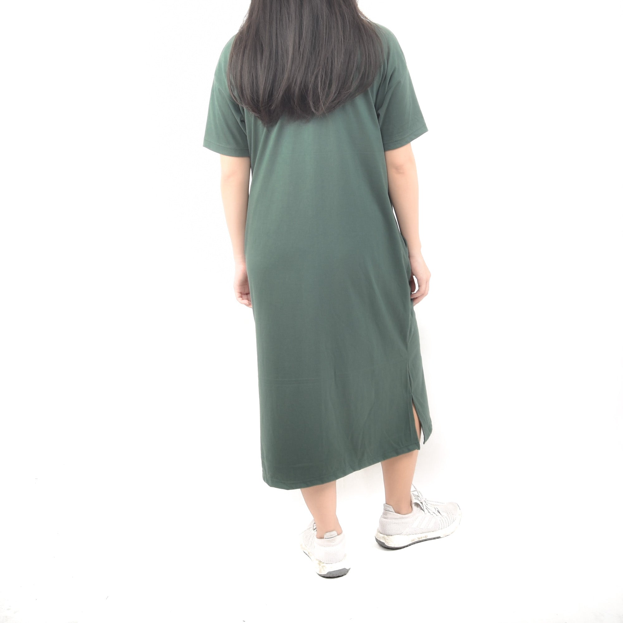 Long Tshirt Dress - Ash Green Origin Garments Long Tshirt Dress - Ash Green Origin Garments