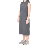 Sleeveless Long Polo Dress - Steel Grey