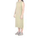 Sleeveless Long Polo Dress - Khaki