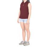 Sleeveless Polo - Dark Maroon