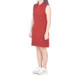 Sleeveless Short Polo Dress - Red Maroon