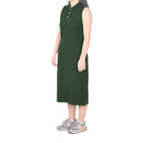 Sleeveless Long Polo Dress - Moss Green