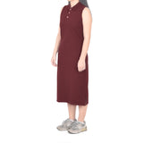 Sleeveless Long Polo Dress - Dark Maroon