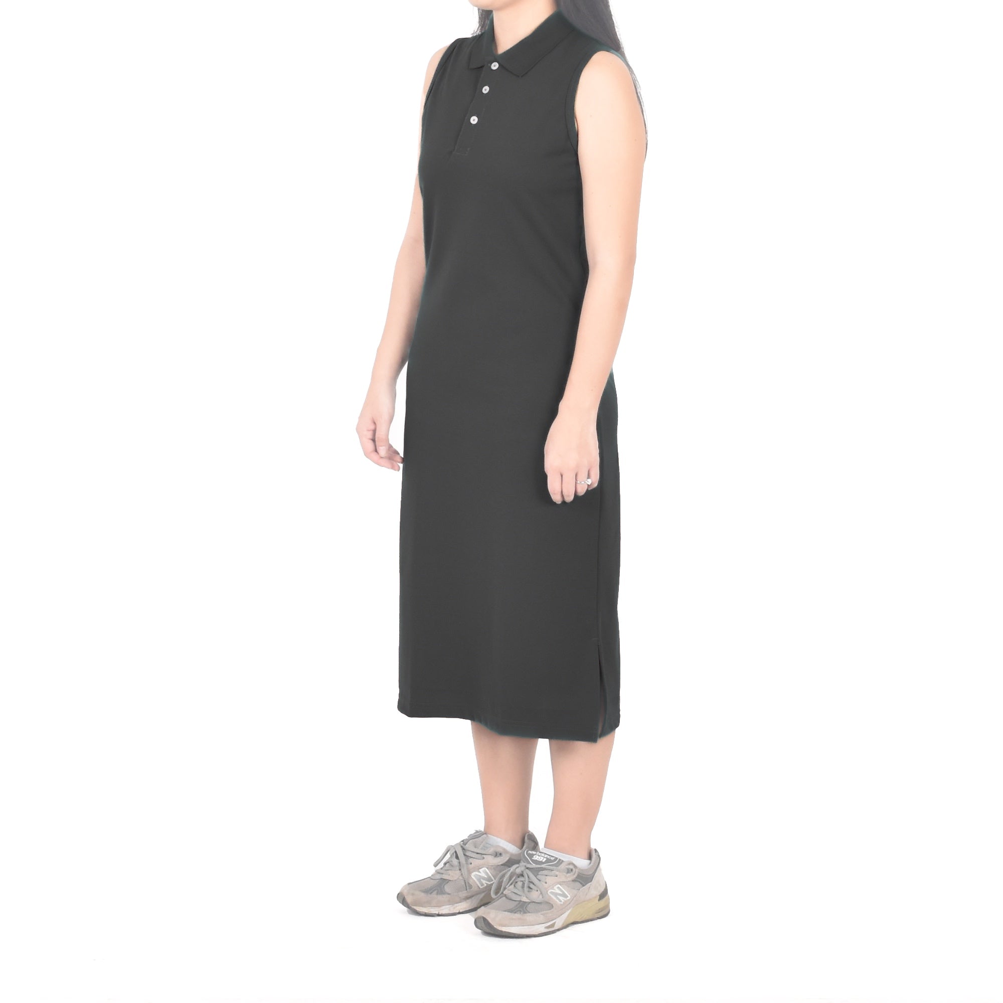 Sleeveless Long Polo Dress - Black – Origin Garments