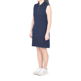 Sleeveless Short Polo Dress - Navy Blue