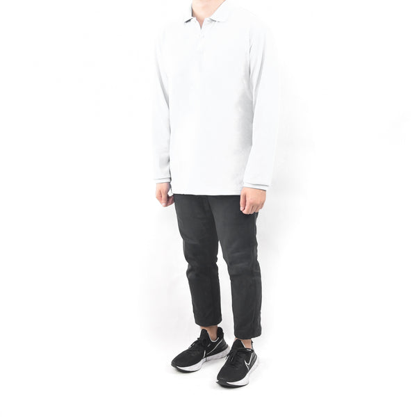 Long Sleeve Polo Shirt White – Origin Garments