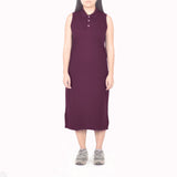 Sleeveless Long Polo Dress - Magenta