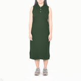 Sleeveless Long Polo Dress - Moss Green