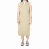 Sleeveless Long Polo Dress - Khaki