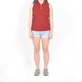 Sleeveless Polo - Red Maroon