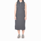 Sleeveless Long Polo Dress - Steel Grey