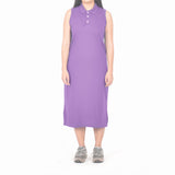 Sleeveless Long Polo Dress - Lavender