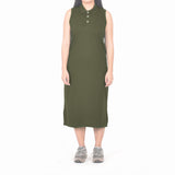 Sleeveless Long Polo Dress - Covert Green