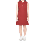 Sleeveless Short Polo Dress - Red Maroon