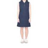 Sleeveless Short Polo Dress - Navy Blue