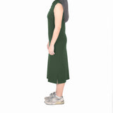 Sleeveless Long Polo Dress - Moss Green