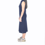 Sleeveless Long Polo Dress - Navy Blue