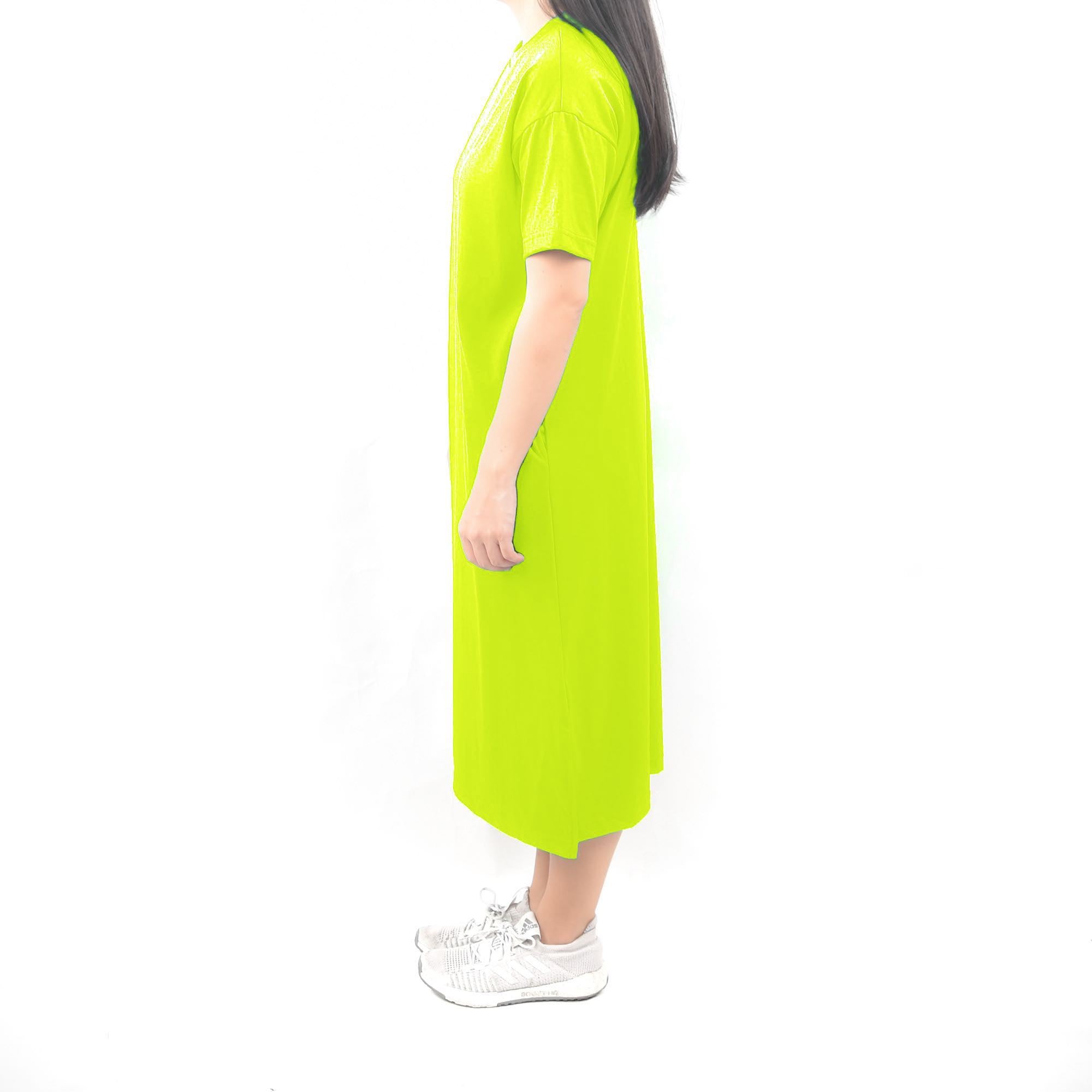 Long Tshirt Dress - Neon Safety Green Origin Garments Long Tshirt Dress - Neon Safety Green Origin Garments
